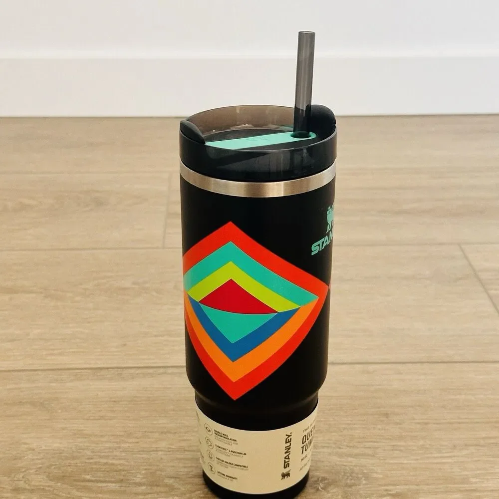 Stanley Quencher Flowstate 30oz Hyper Geo Stainless Steel Tumbler Rainbow - Picture 8 of 9